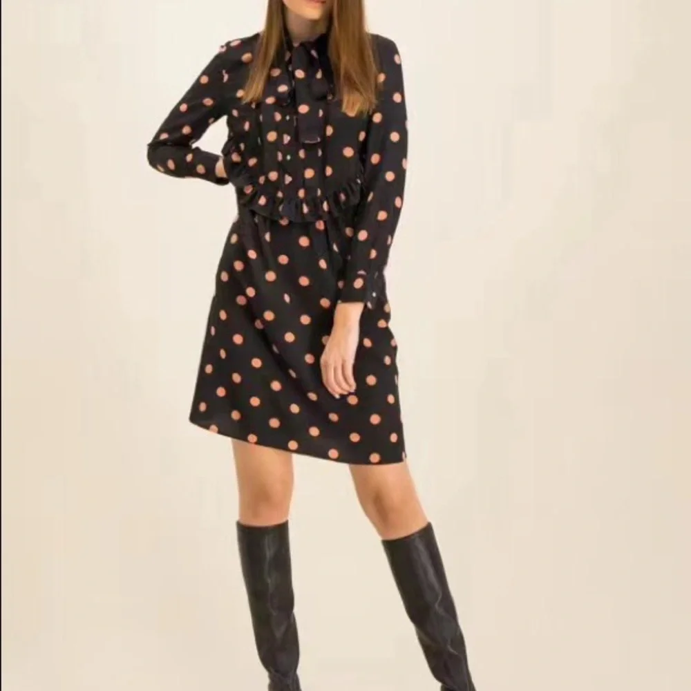 NWT $498 Tory Burch Polka Dot Bow Tie Silk Shift Dress